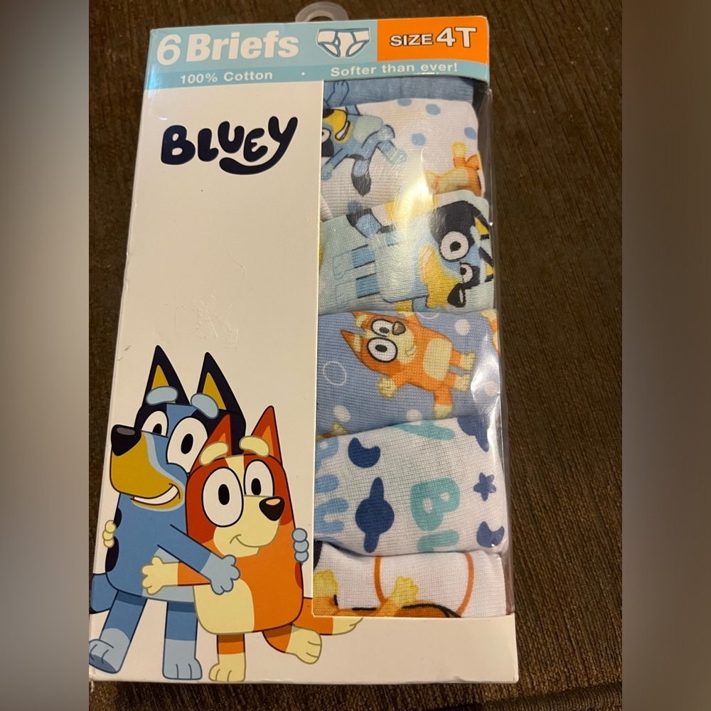 Bluey Boys Briefs Sz 4T Pack of 6 Cotton NEW